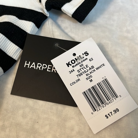 Harper & Ivy Black and White Stripe Tee - Picture 11 of 11